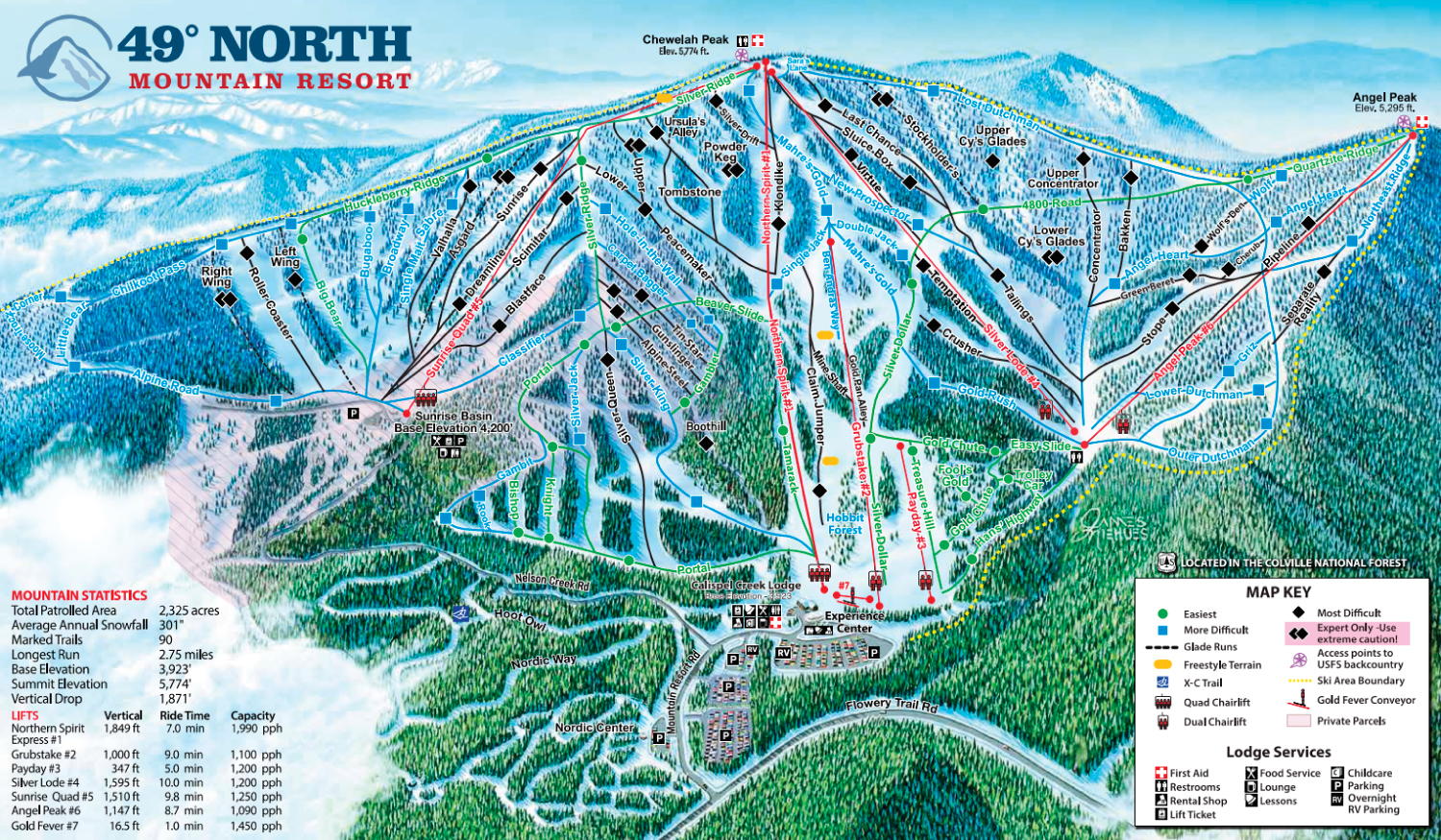 49 Degrees North trail map