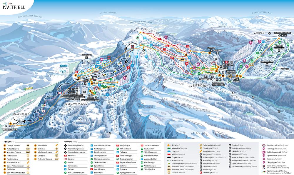 Kvitfjell trail map