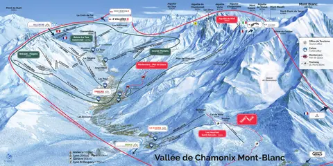 Aiguille du Midi — Chamonix Valley Winter Map (incl. Aiguille du Midi / Vallee Blanche)
