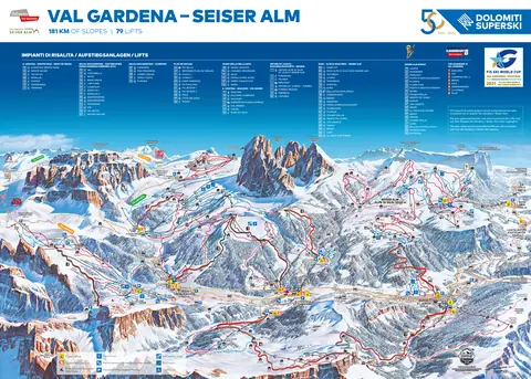 Alpe di Siusi — Val Gardena - Seiser Alm (Dolomiti Superski) piste map 2024-25