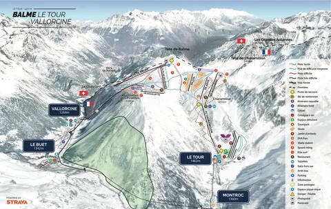 Balme - Vallorcine — Plan des pistes Balme - Le Tour - Vallorcine (hiver)