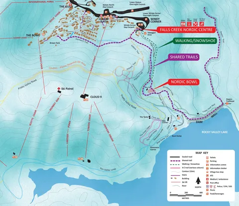 Falls Creek — Shared Trails Map (walking & snowshoe)