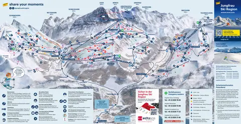 Grindelwald-Wengen — Jungfrau Ski Region panorama map (Pocket Guide 2025/26)