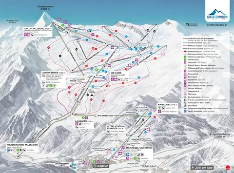 Kitzsteinhorn - Kaprun — Panoramakarte Winter Kitzsteinhorn - Maiskogel - Kaprun