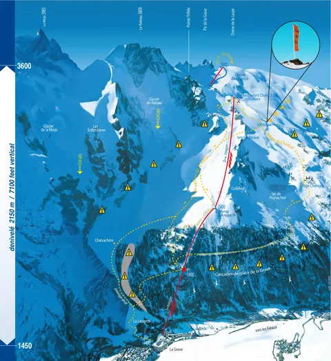 La Grave — Plan du Domaine de Haute-Montagne La Grave - La Meije (hiver)