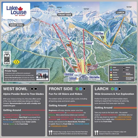 Lake Louise — Front Side & Larch Trail Map 2025-26