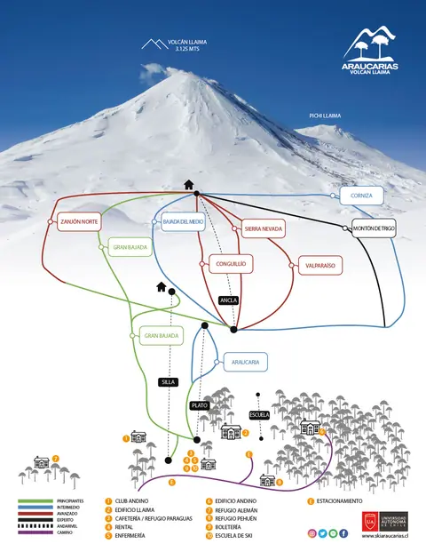 Las Araucarías — Mapa de Pistas (Araucarias Volcan Llaima)