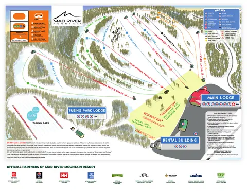 Mad River Mountain — Winter Trail Map 2025-26
