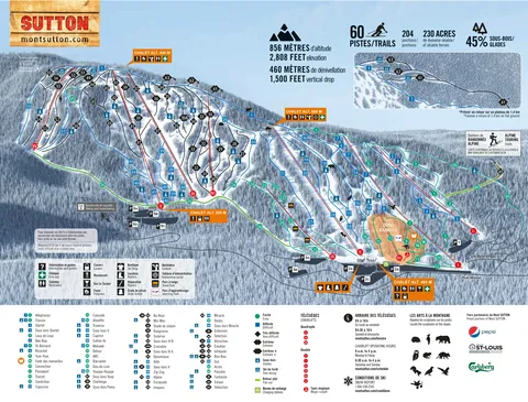 Mont Sutton — Carte des pistes 2025-26