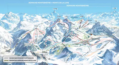 Montgenèvre — Plan des pistes Montgenevre + Monts de la Lune