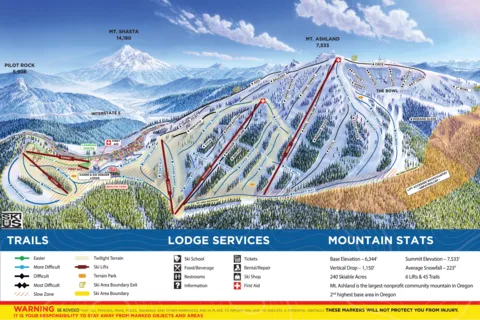Mt Ashland Ski Area — Trail Map 2025-26