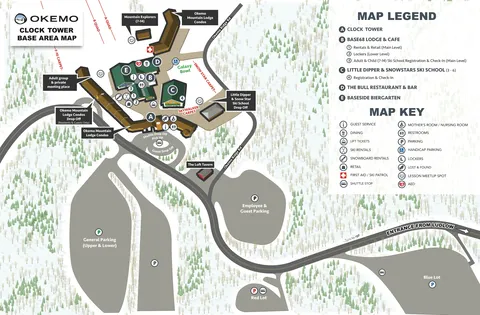 Okemo Mountain — Clock Tower Base Area Parking Map