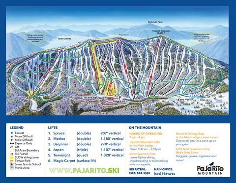 Pajarito Mountain — Winter Trail Map