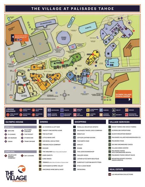 Palisades Tahoe — Village Directory Map