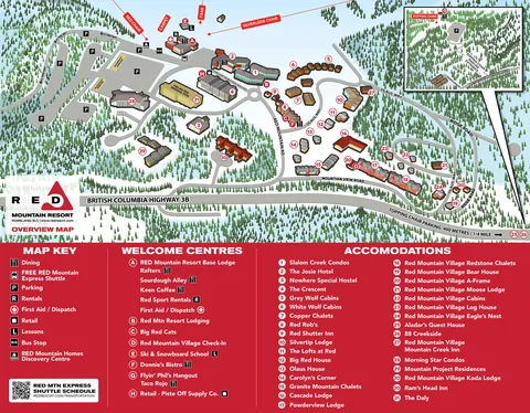 Red Mountain — Base Area Facilities Map 2024-25