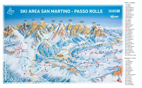 San Martino di Castrozza — Skimap 2026 Ski Area San Martino - Passo Rolle