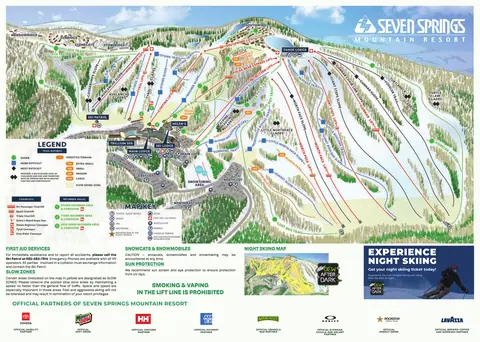 Seven Springs — Winter Trail Map (incl. night skiing map, p2)