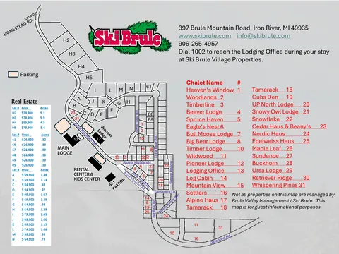 Ski Brule — Lodging Village Map 2026-27