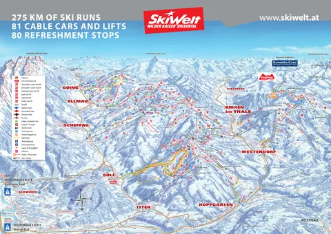 SkiWelt Wilder Kaiser–Brixental — SkiWelt Winter Piste Map 2025-26