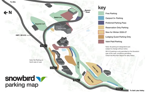 Snowbird — Parking Map 2026-27