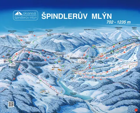 Špindlerův Mlýn — Ski Map / Lyzarska mapa (whole resort)