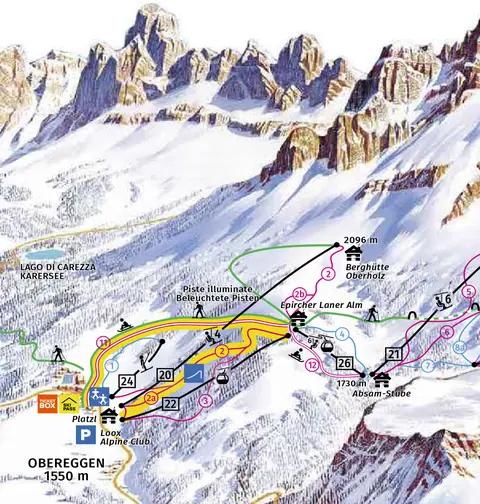 Val di Fiemme–Obereggen — Obereggen (local piste map)