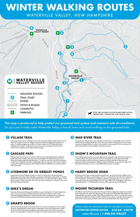 Waterville Valley — Winter Walking Routes Map