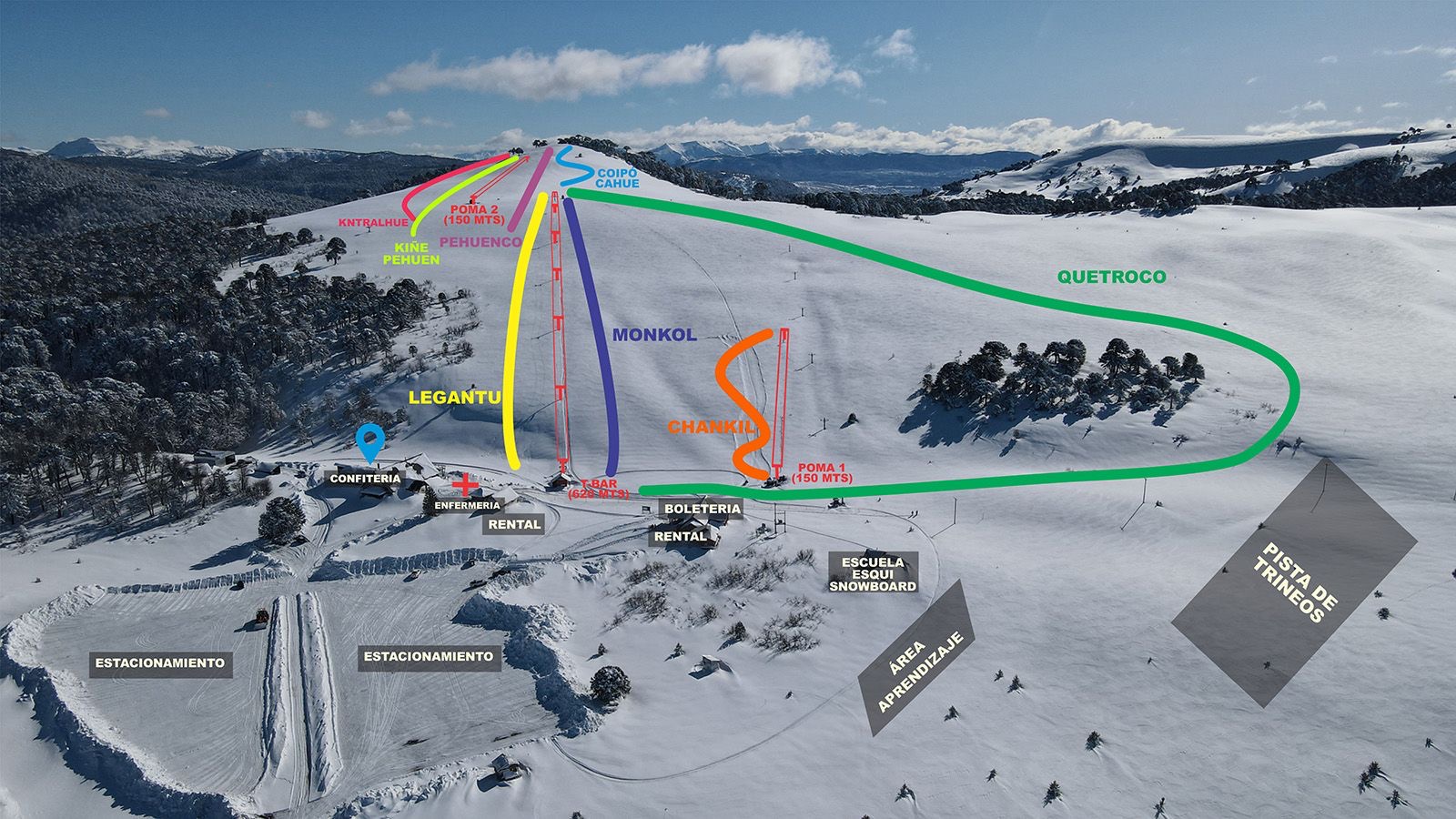 Batea Mahuida trail map