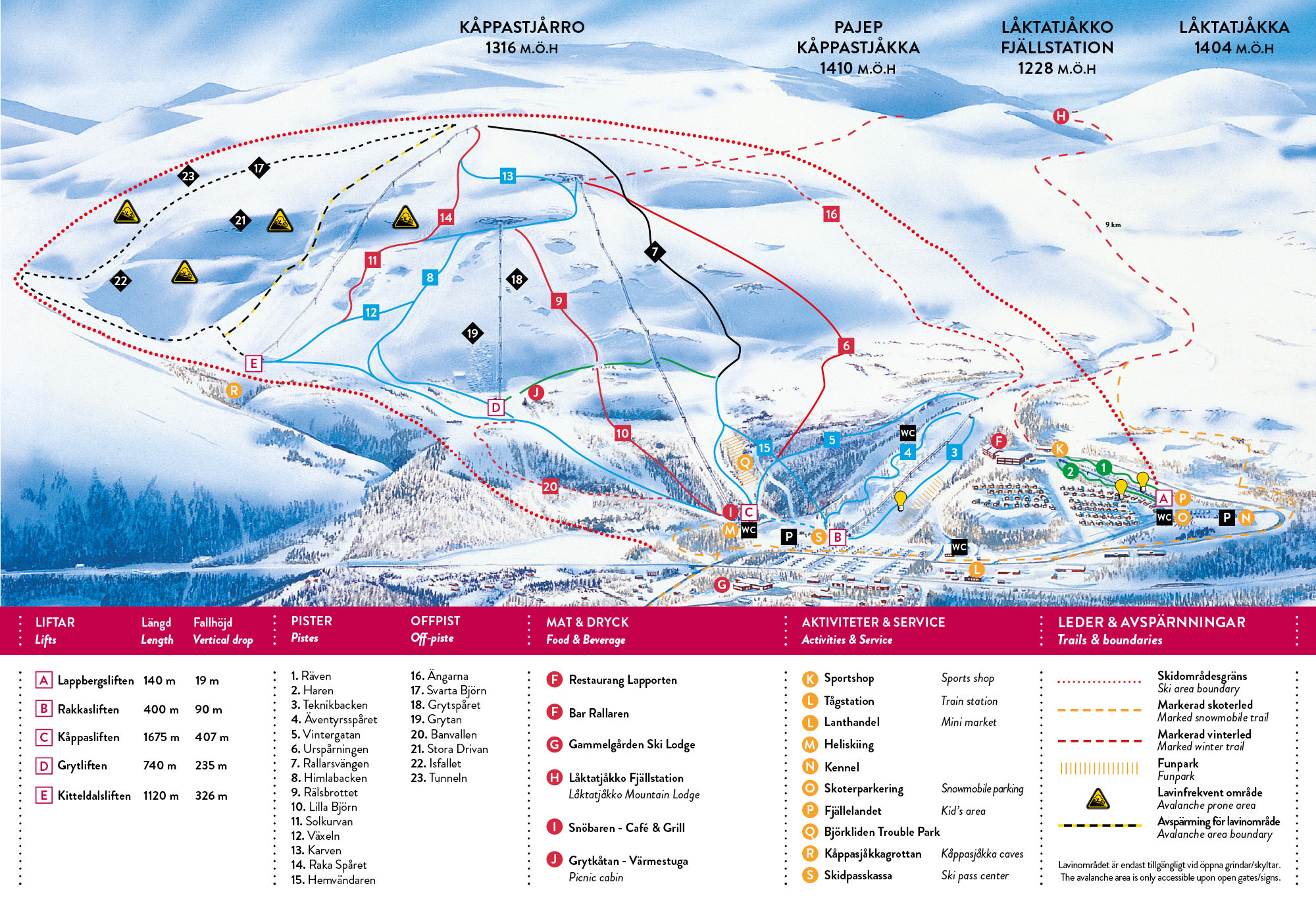 Björkliden trail map