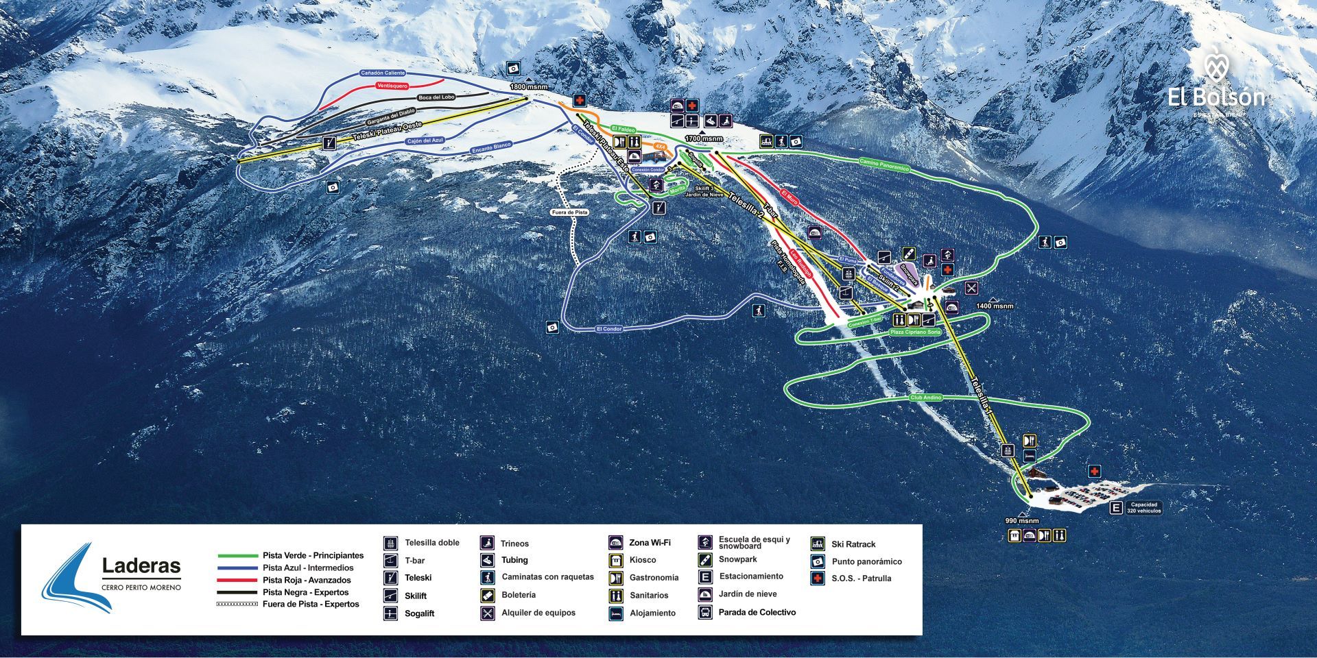 Cerro Perito Moreno trail map