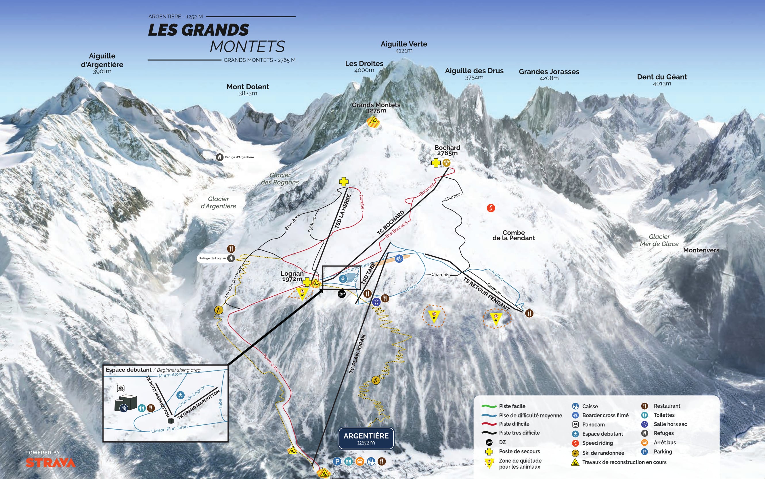 Grands Montets trail map