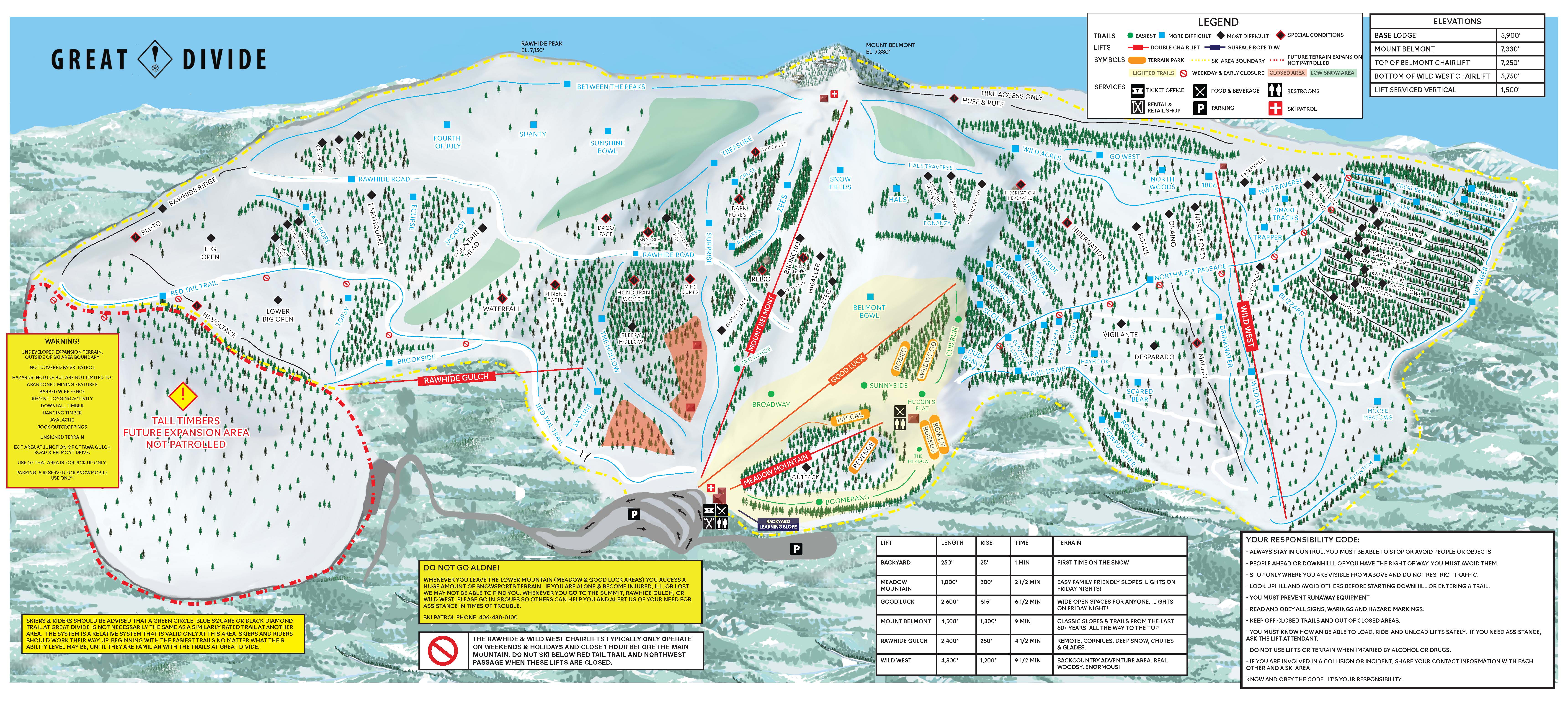 Great Divide Ski Area trail map