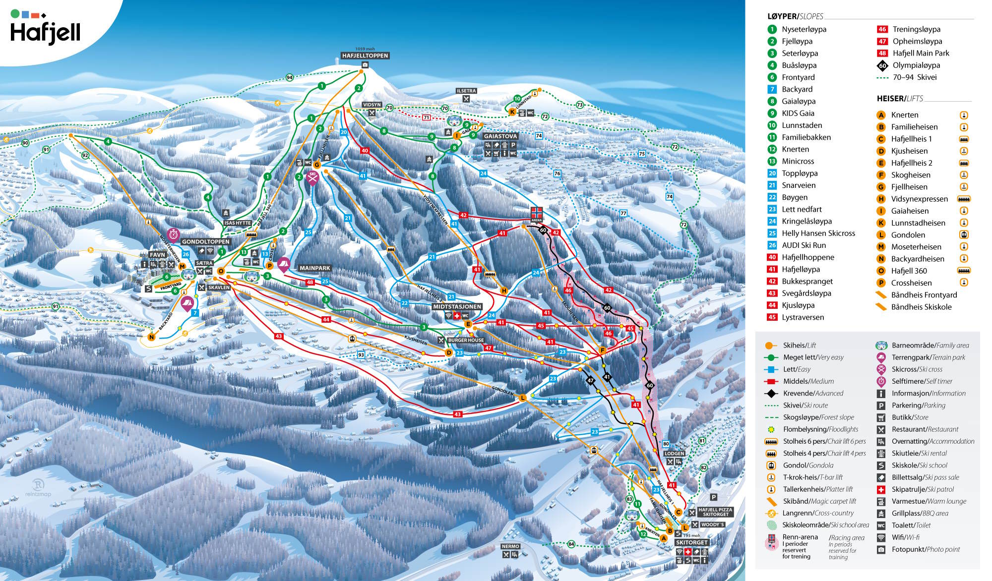 Hafjell trail map
