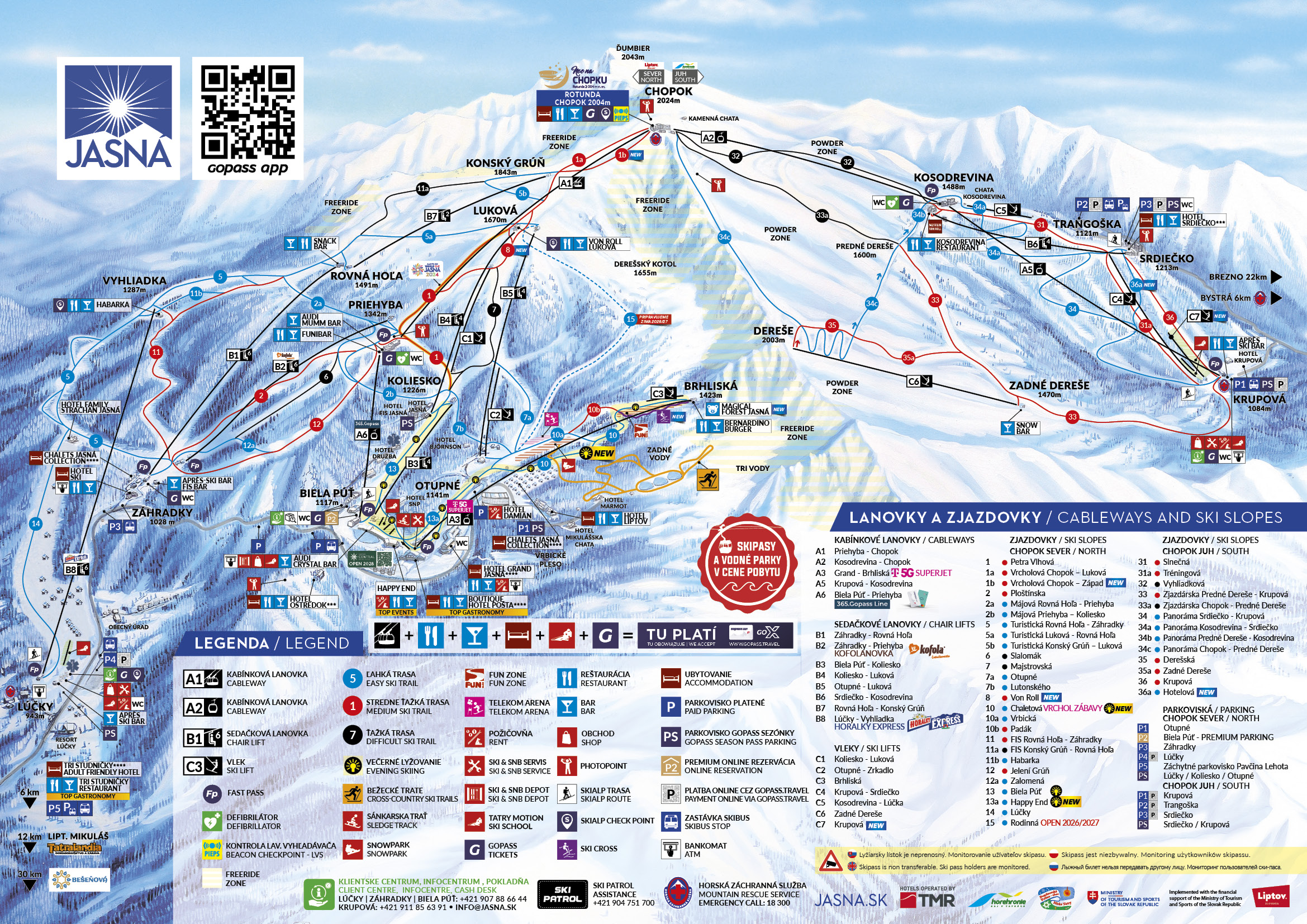 Jasná trail map