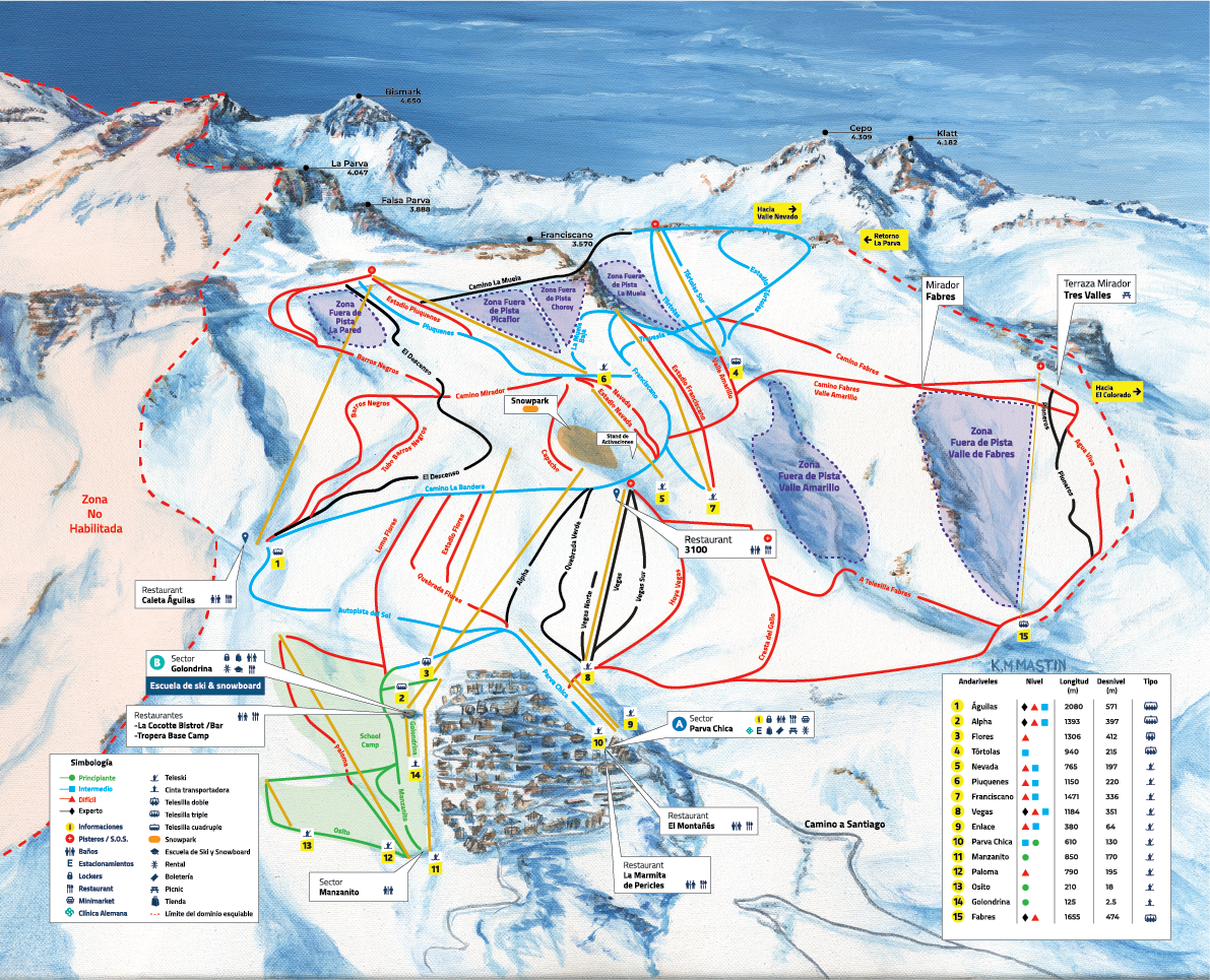 La Parva trail map