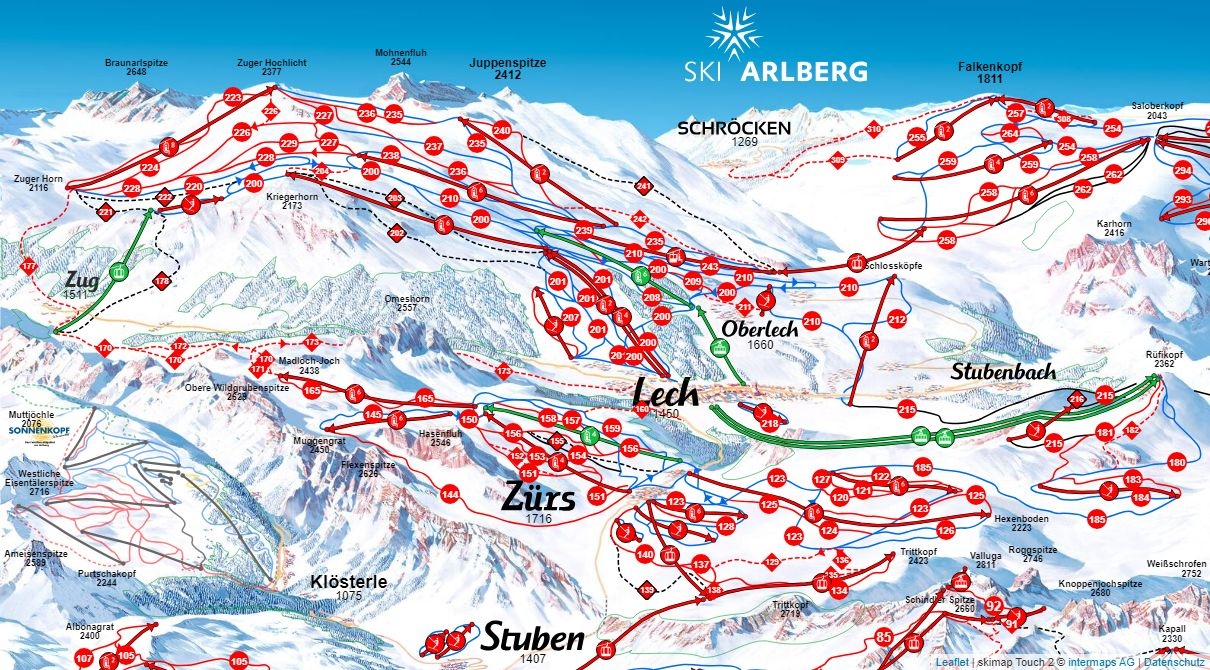 Lech-Oberlech-Zürs trail map
