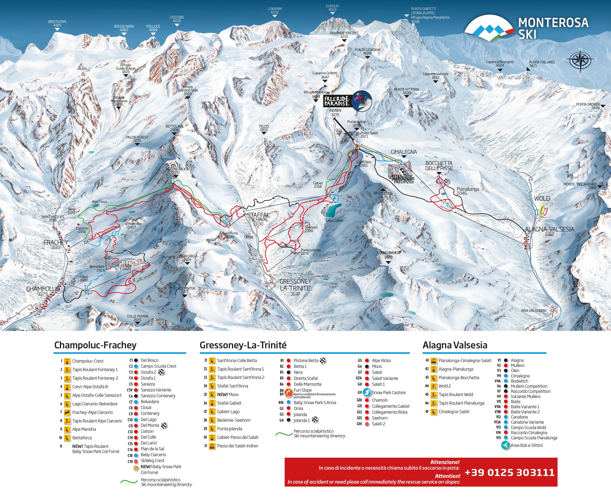 Monterosa Ski trail map