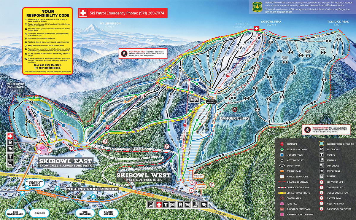 Mt Hood Skibowl trail map