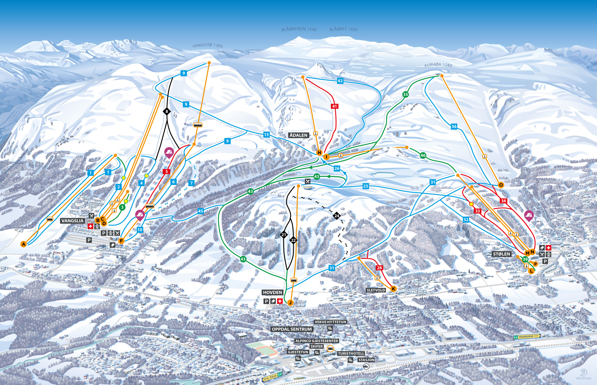 Oppdal trail map