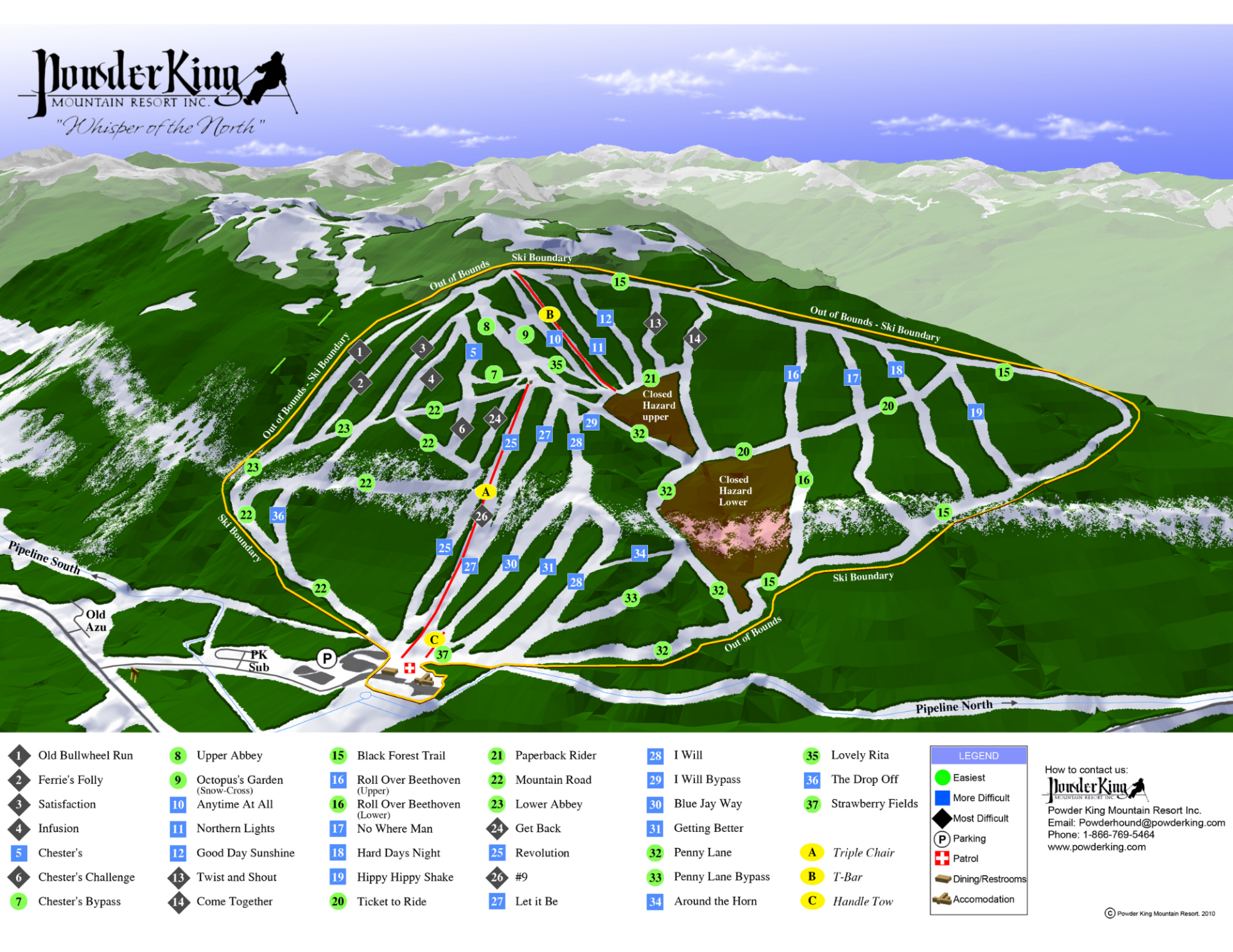Powder King Mountain Resort trail map