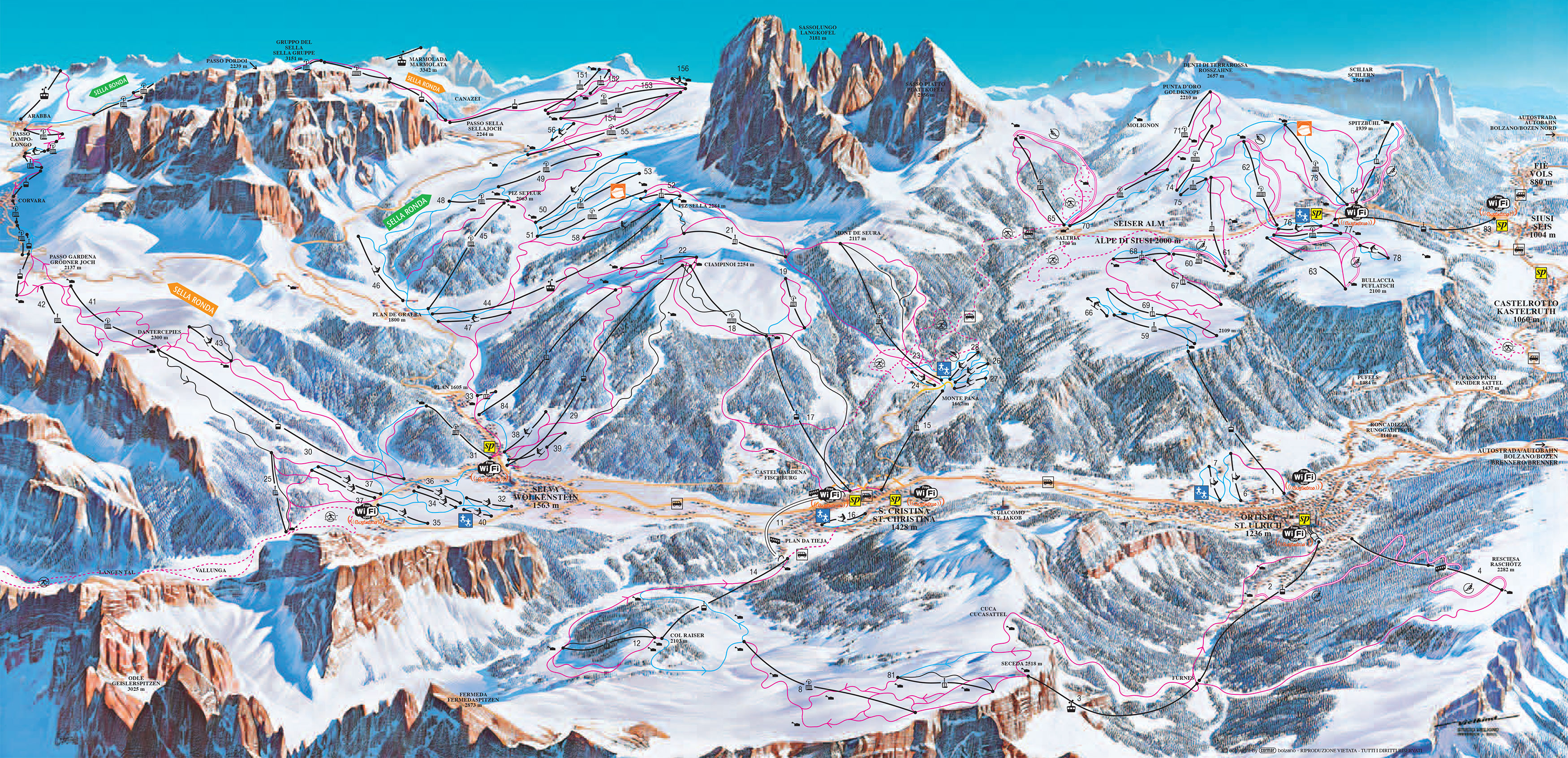 Val Gardena trail map