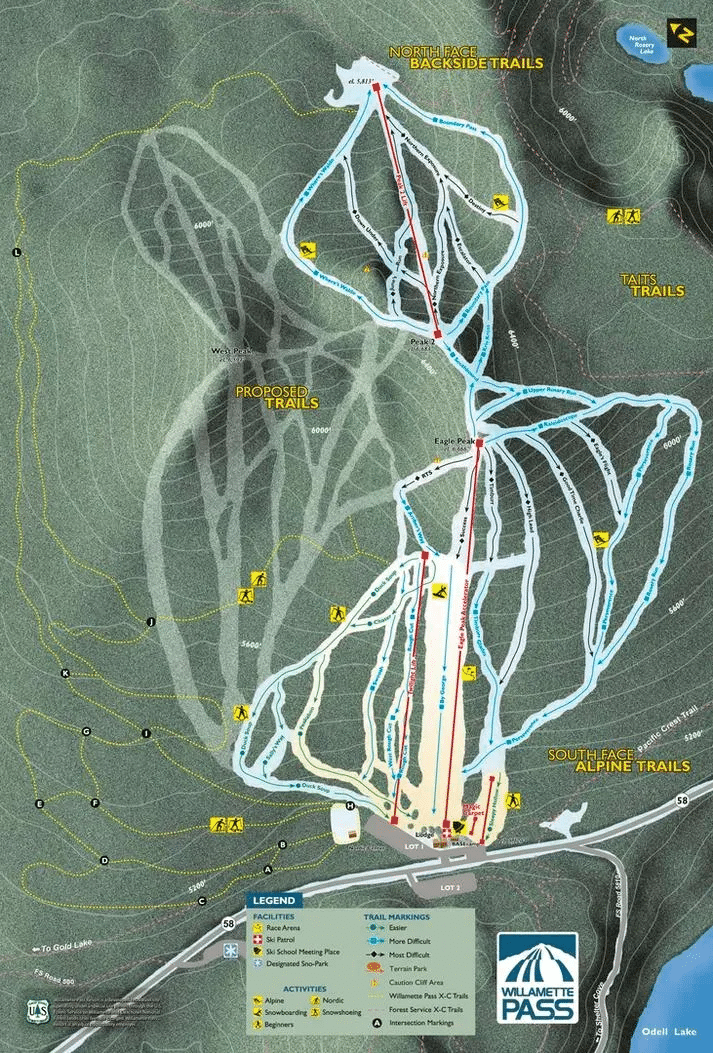 Willamette Pass trail map